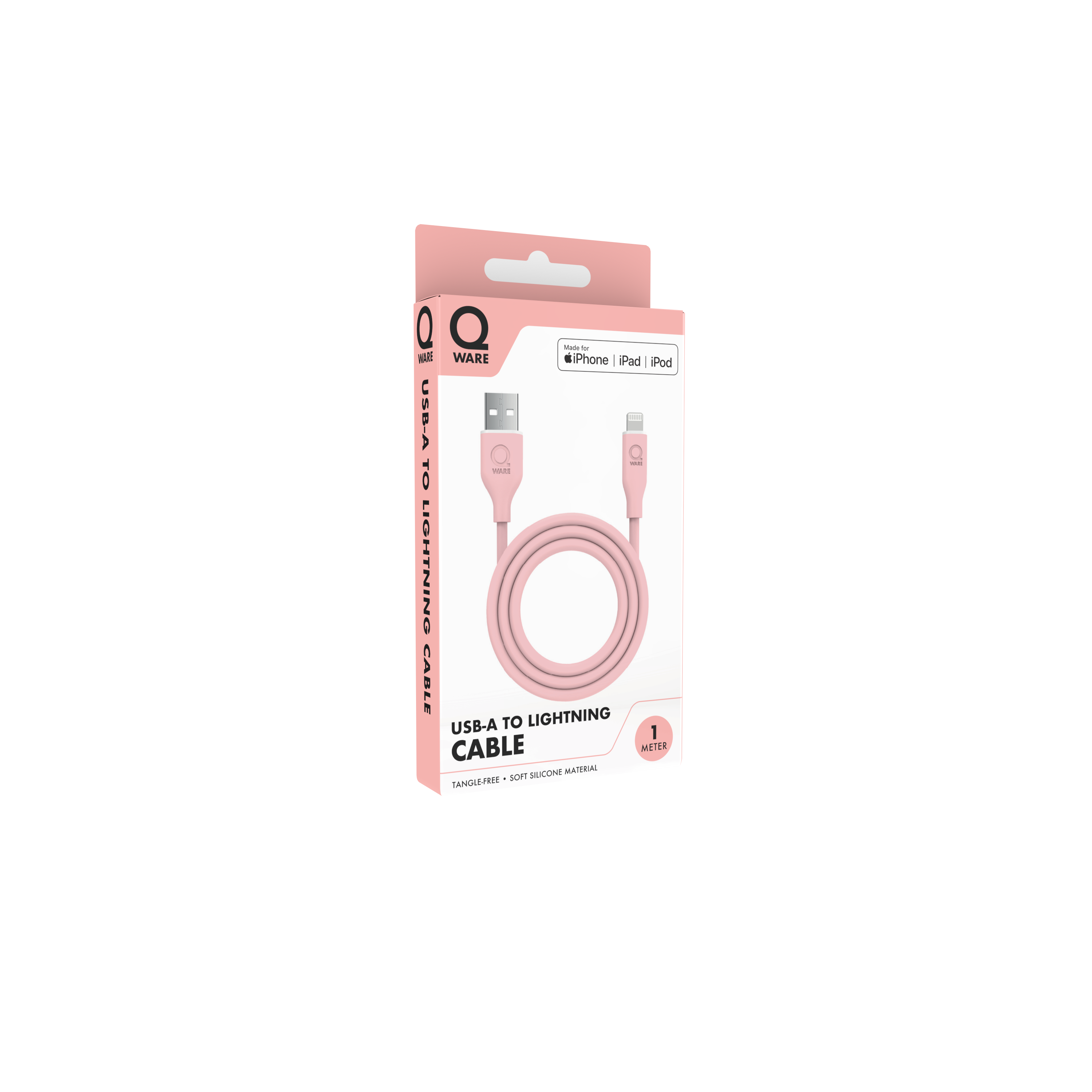 Qware USB-A to 8-Pins/Lightning Charge Cable - Pink