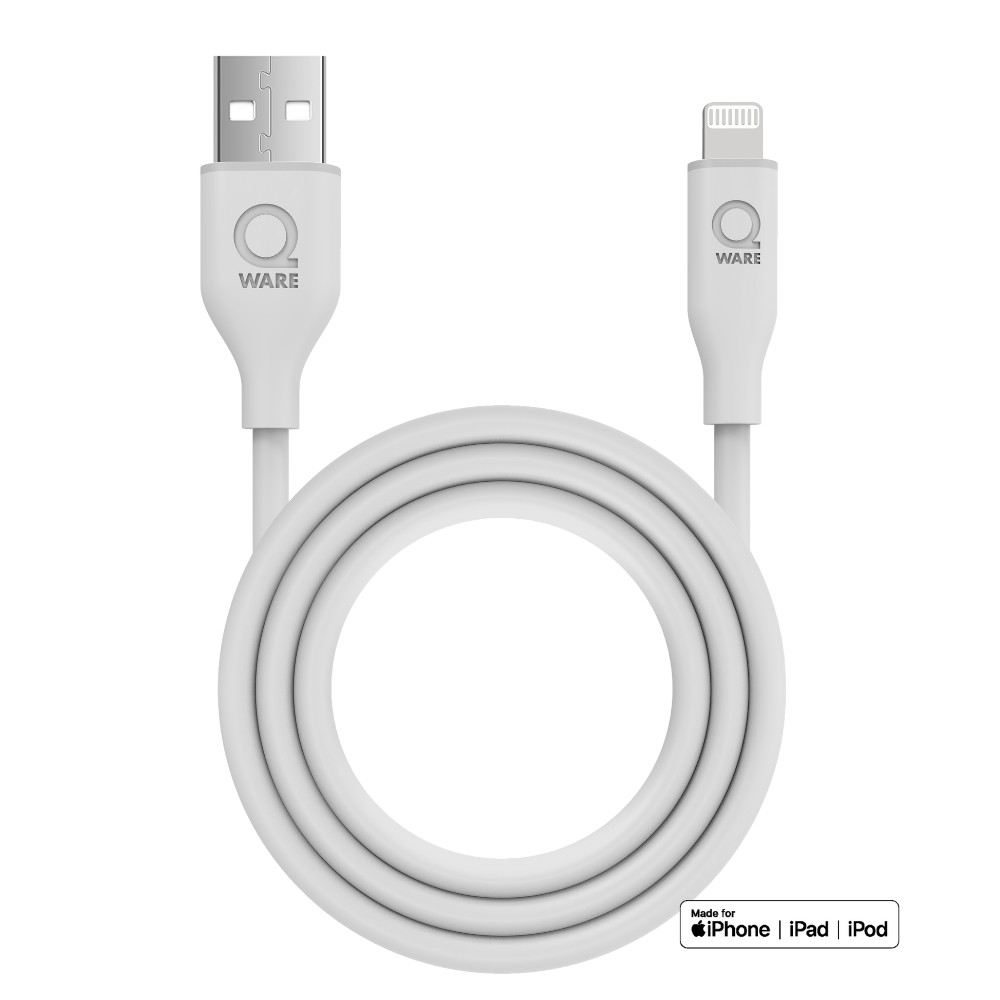 Qware USB-A naar 8-Pins/Lightning oplaadkabel - wit