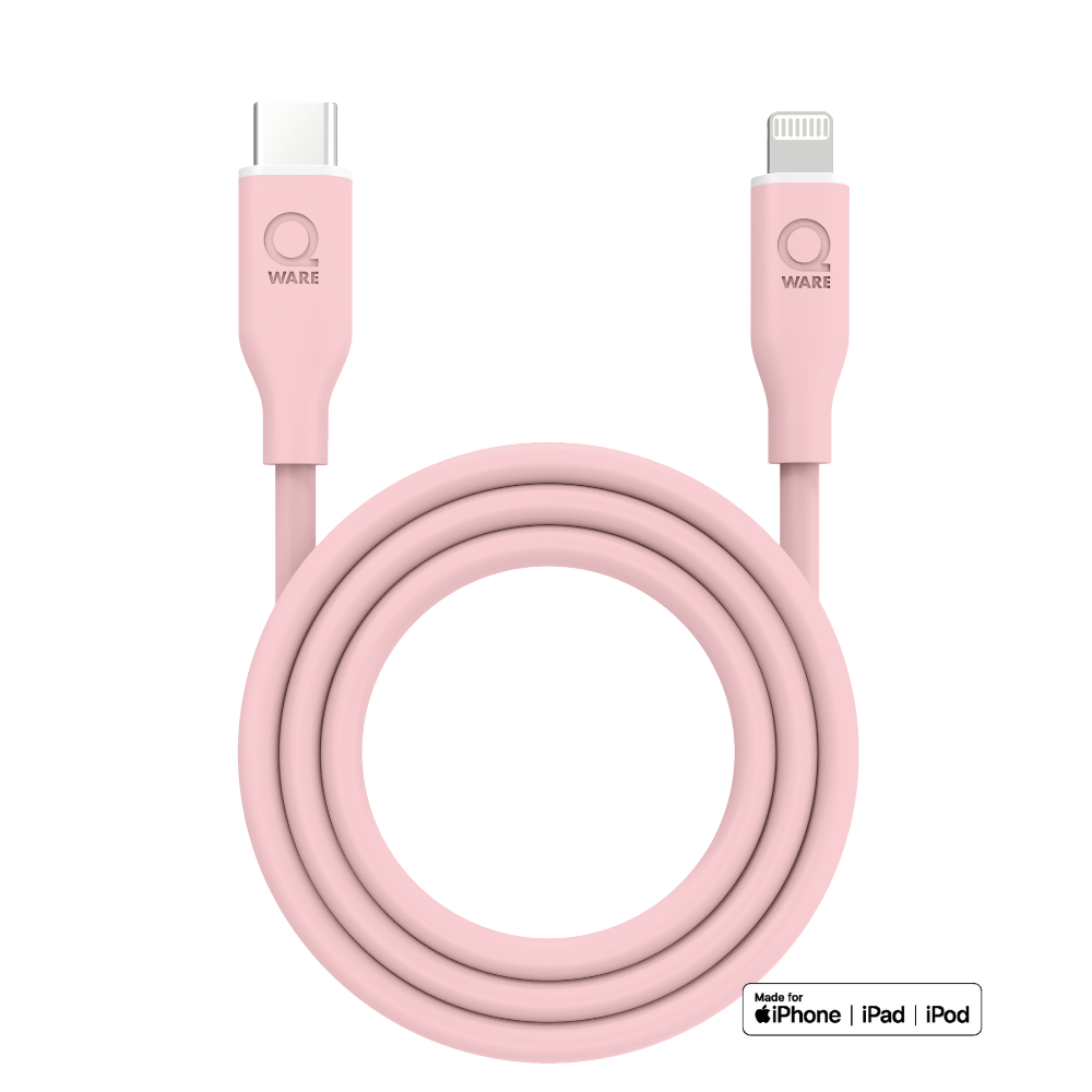 Qware USB-C to 8-Pins/Lightning Fast-Charge Cable - Pink
