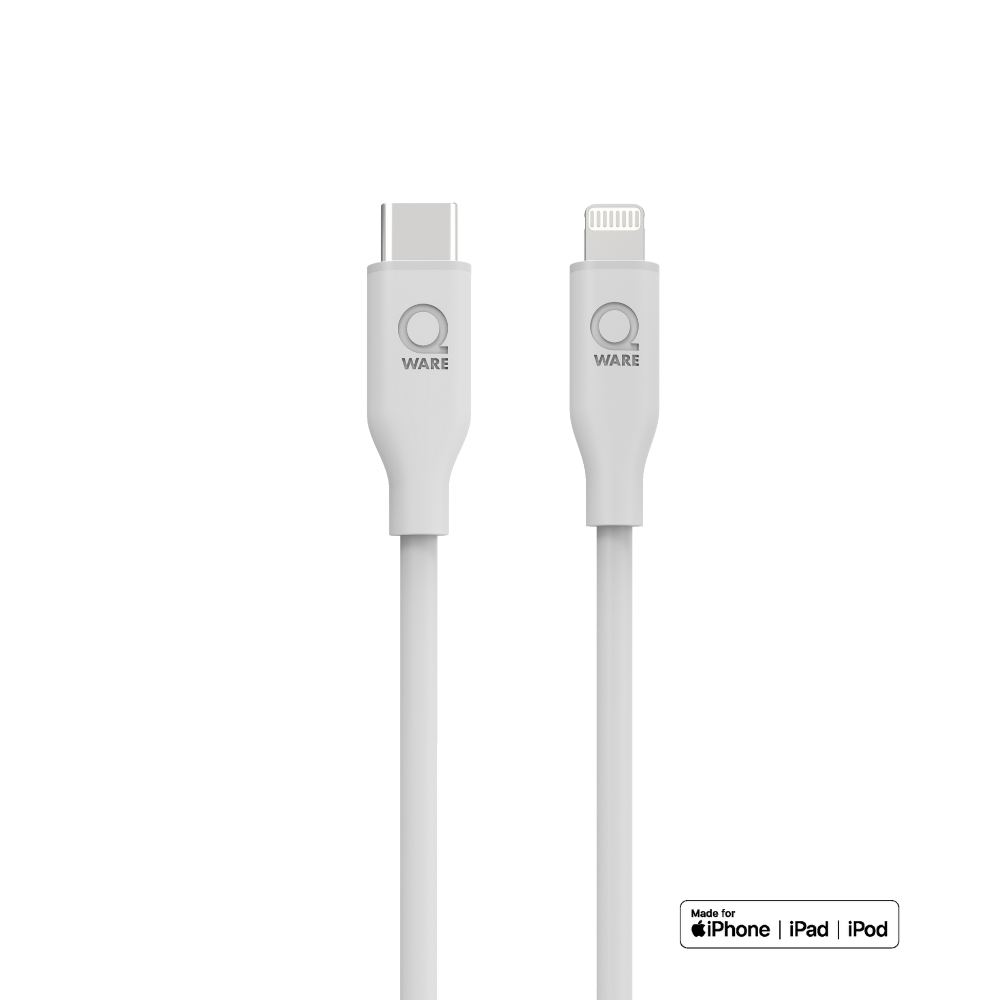 Qware USB-C to 8-Pins/Lightning Fast-Charge Cable - White