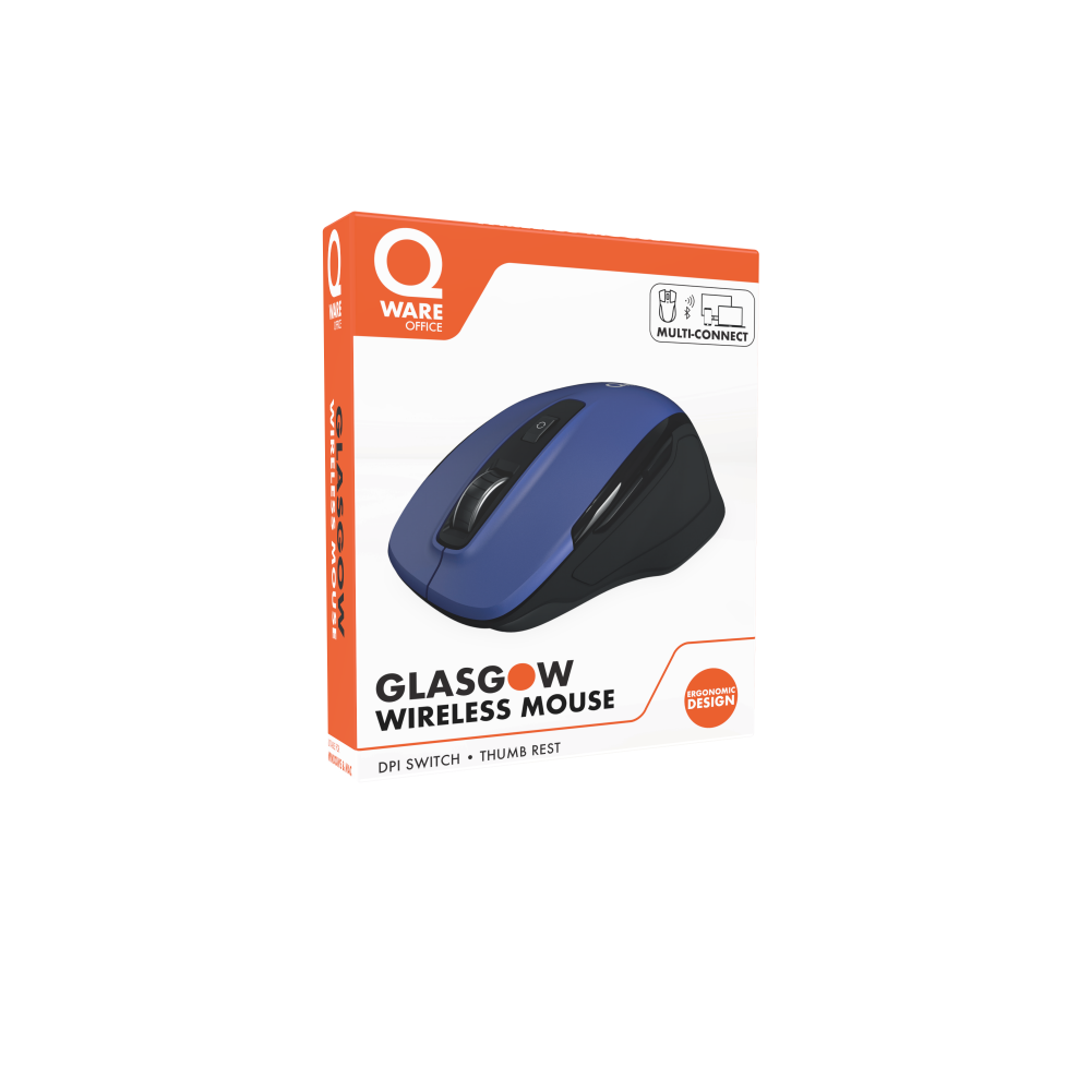 Glasgow draadloze muis - blauw