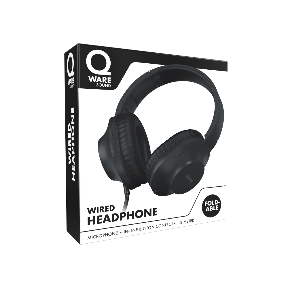 Qware Sound Wired Headphone - Zwart