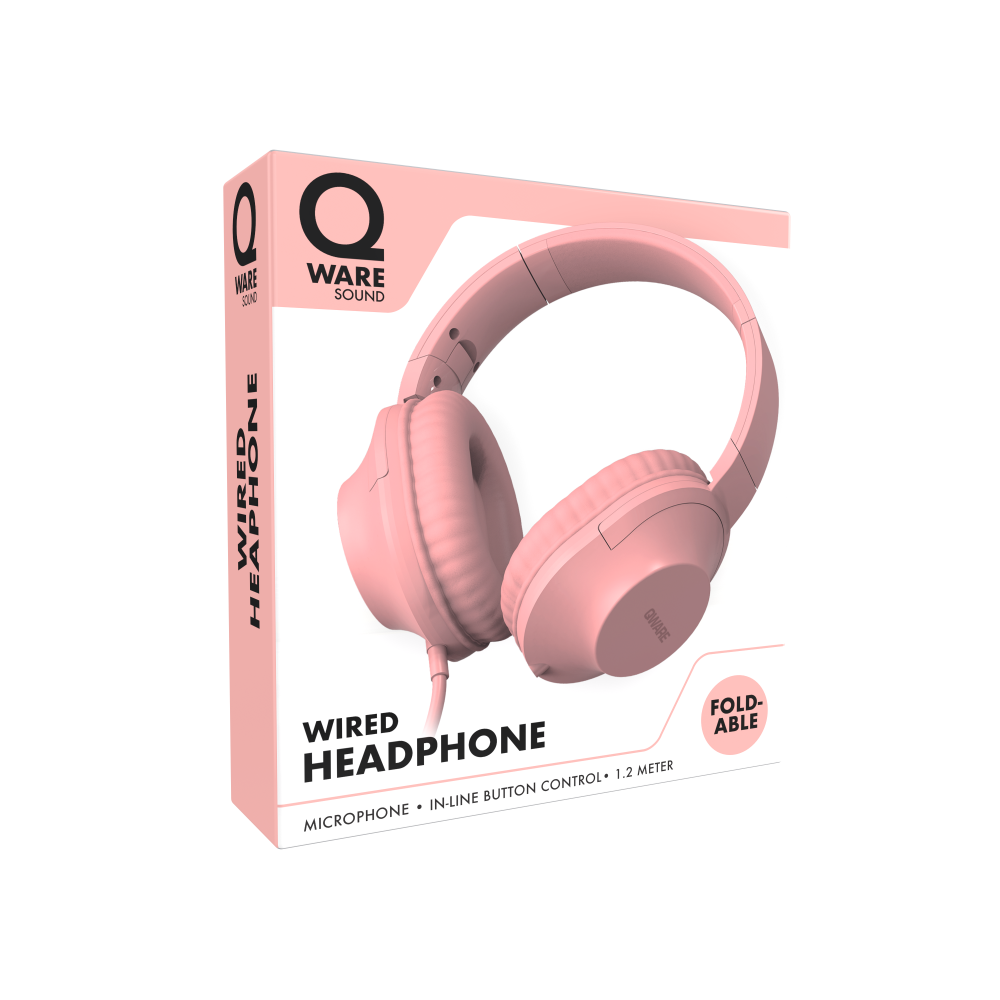 Qware Sound Wired Headphone - Roze