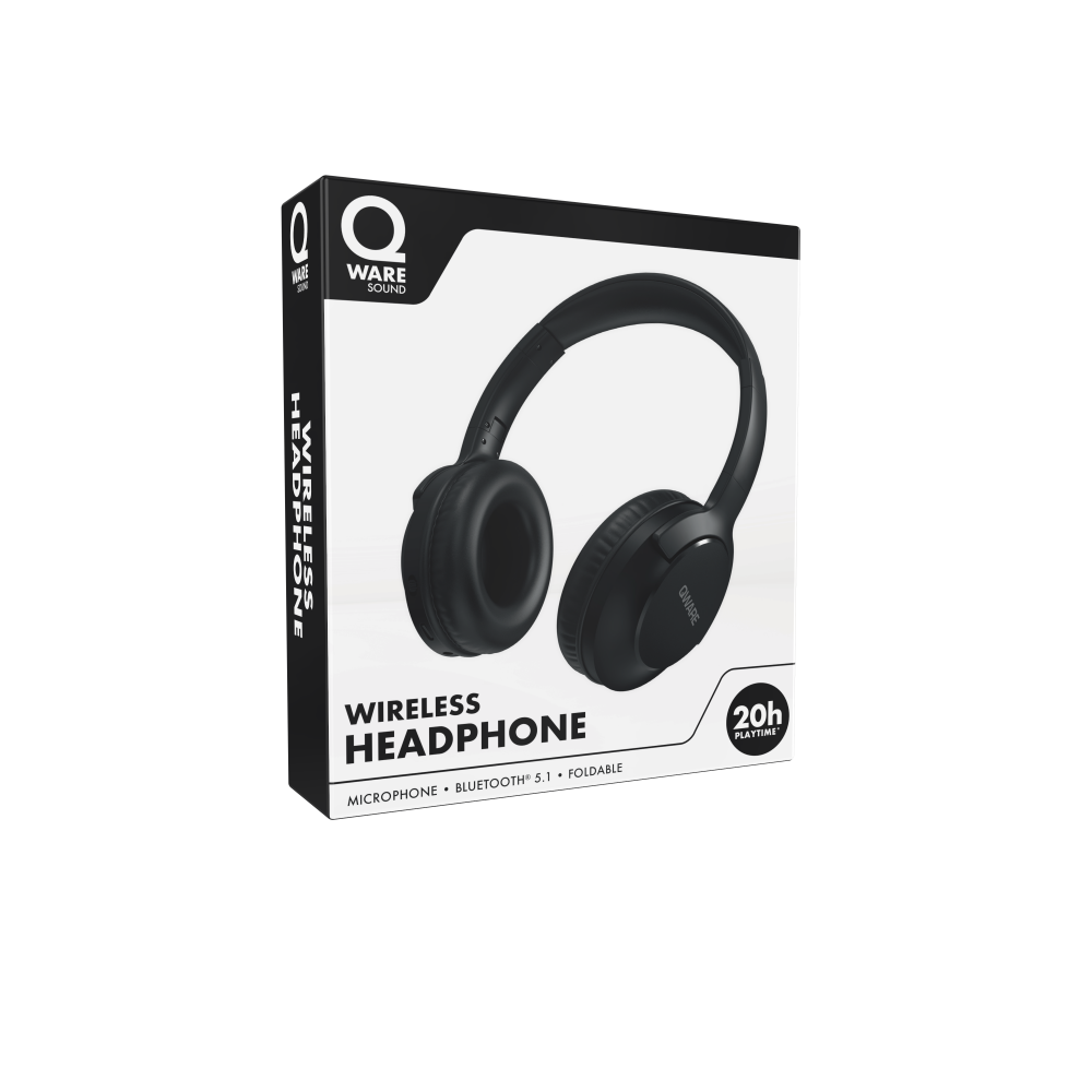 Qware Sound Wireless Headphone - Zwart