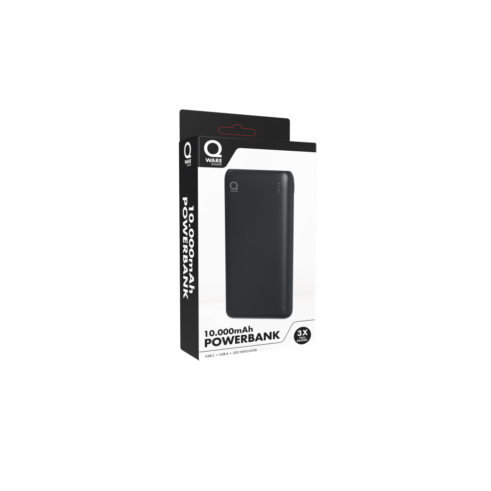 Qware 10.000 mAh Powerbank - Black